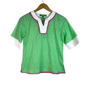 Masters Kids Girls Green Pink Tunic Blouse Size S (7-8) NWT Preppy Golf